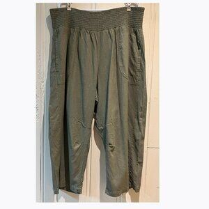 Plus Size Loose Fit Wide Leg Pants Army Green Linen Blend Size 2X NWOT Anthro